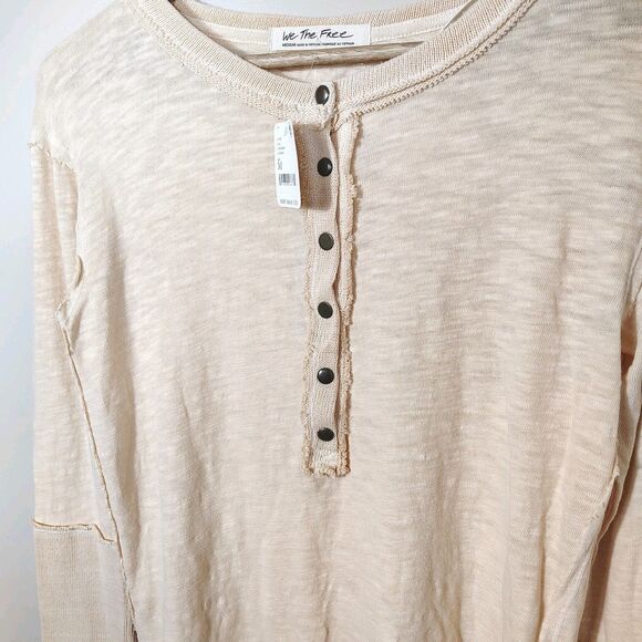 We The Free By Free Peo ple Phoebe Henley Top Medium NWOT - Picture 7 of 13